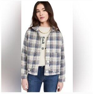 Blank NYC Once In A‎ Lifetime Blue Plaid Tweed Shacket Medium Academia Preppy
